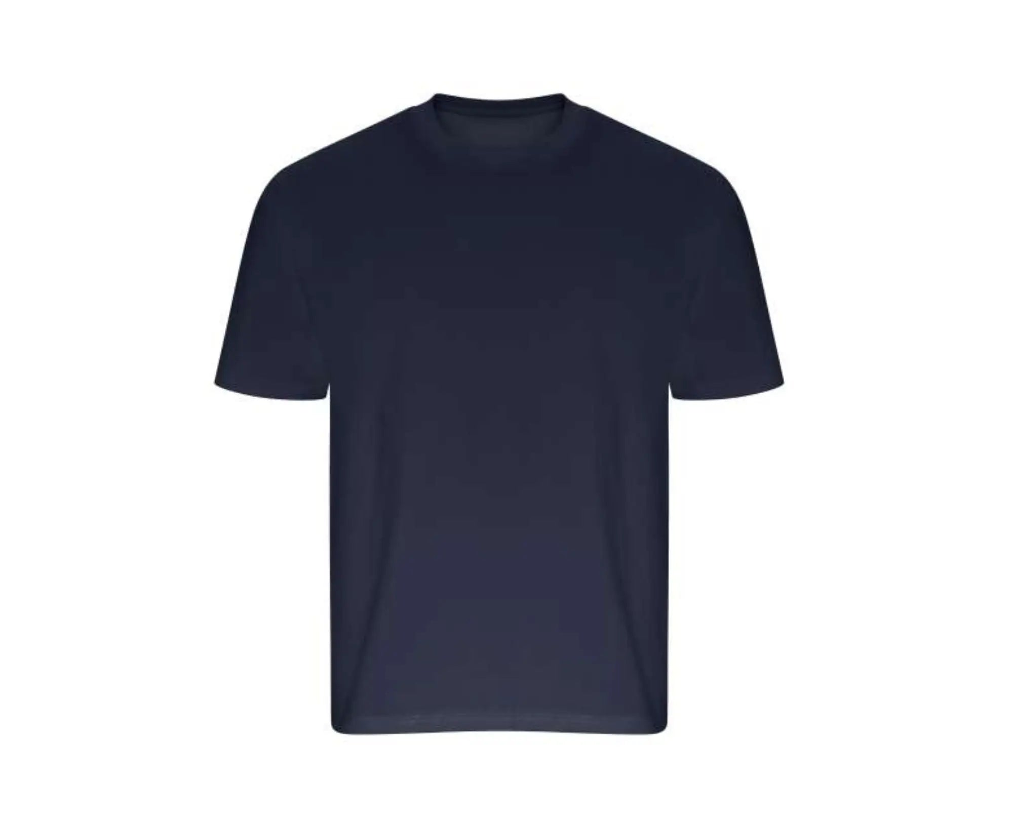 Navy blue t-shirt on a white background