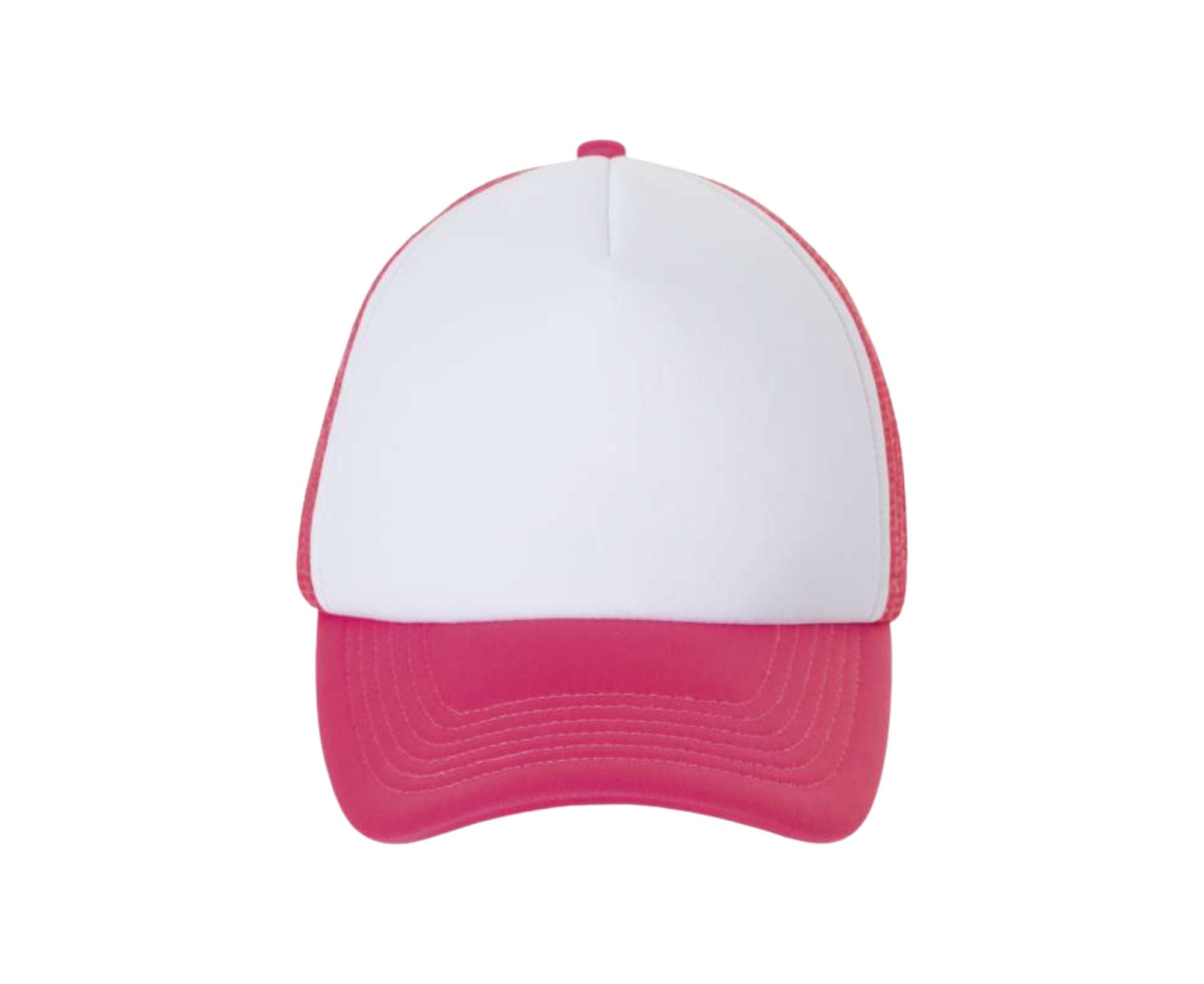 SO01668 | 5 Panel Bubble Mesh Cap White | Neon Coral
