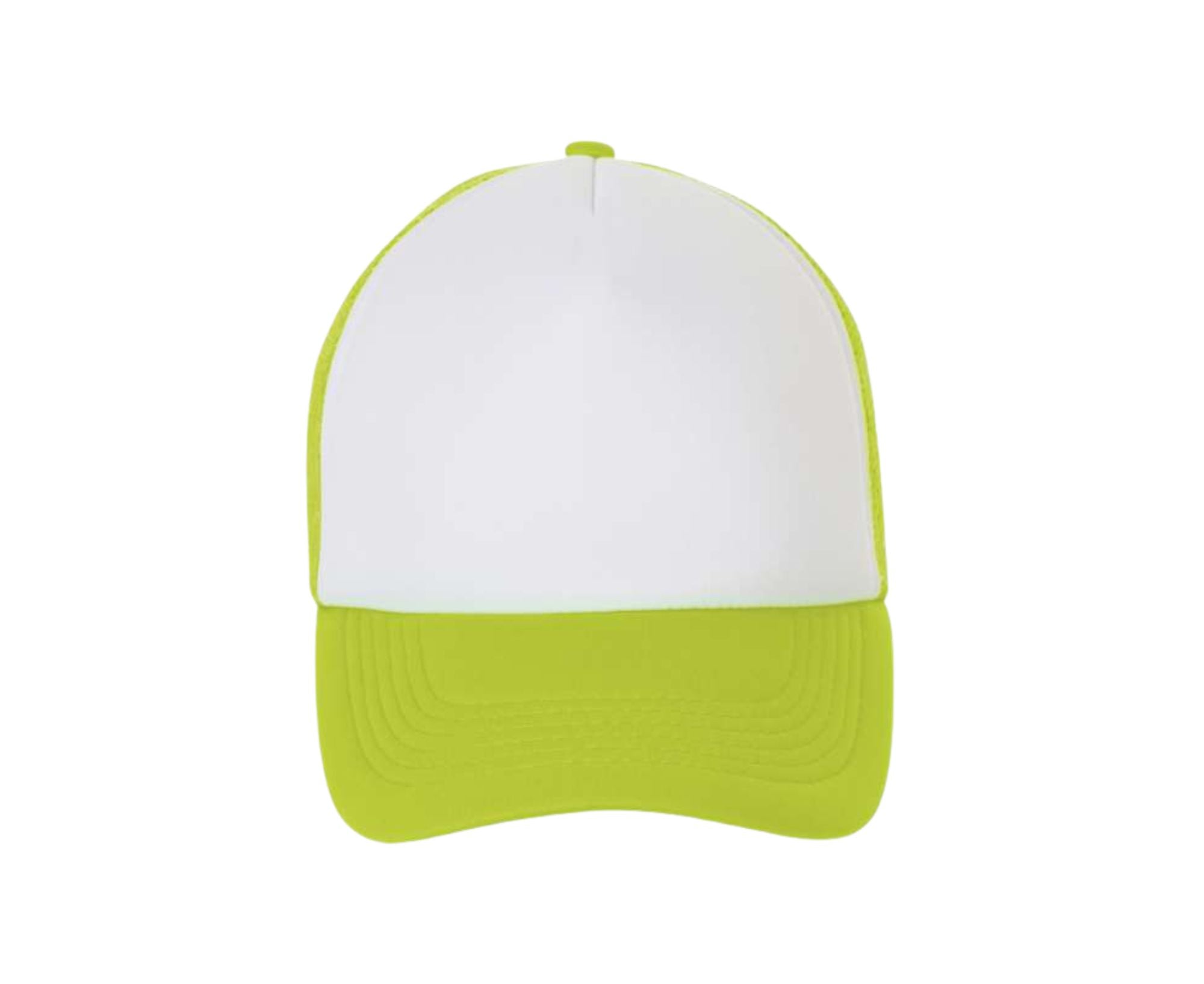 SO01668 | 5 Panel Bubble Mesh Cap White | Neon Green