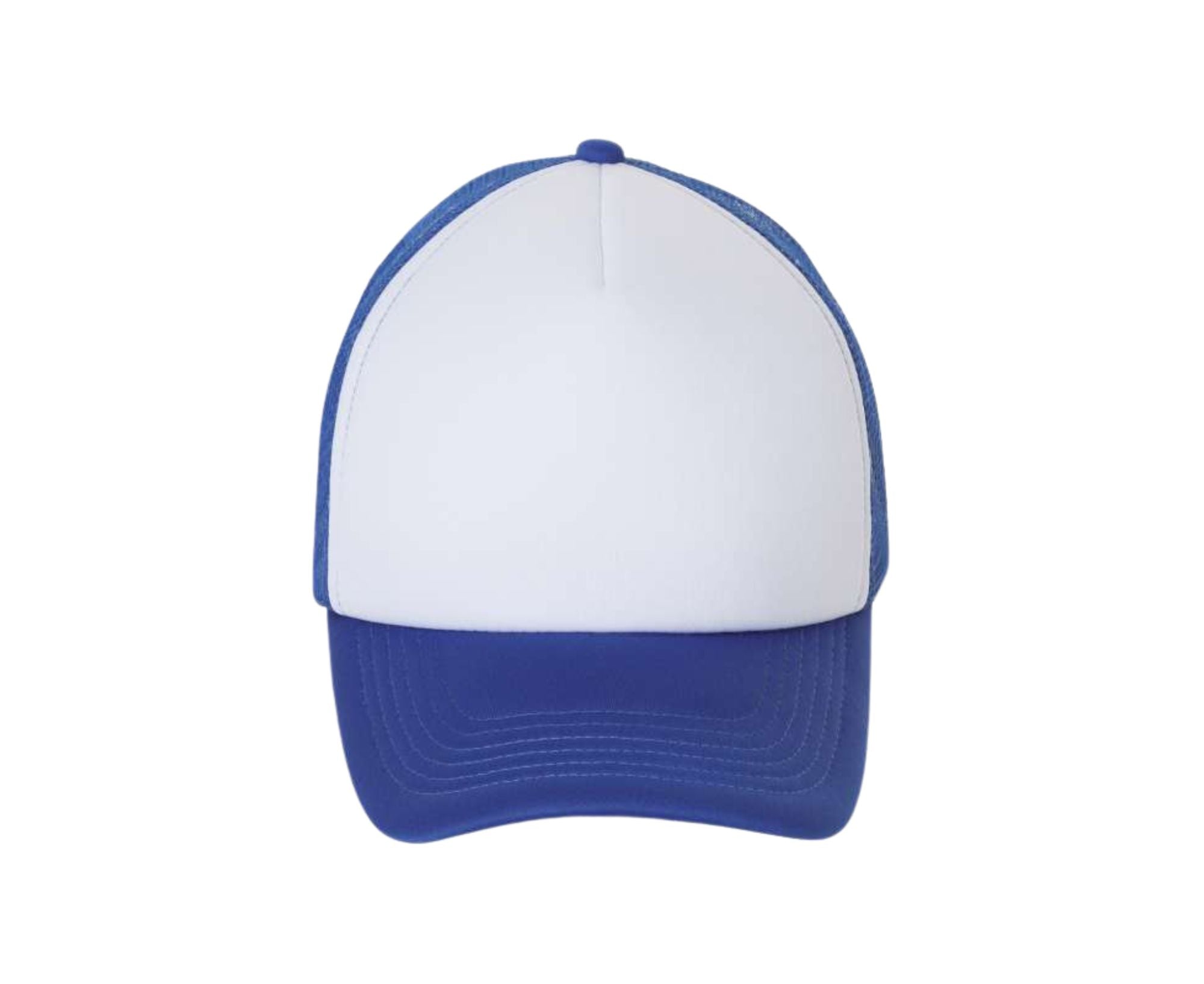 SO01668 | 5 Panel Bubble Mesh Cap White | Royal Blue