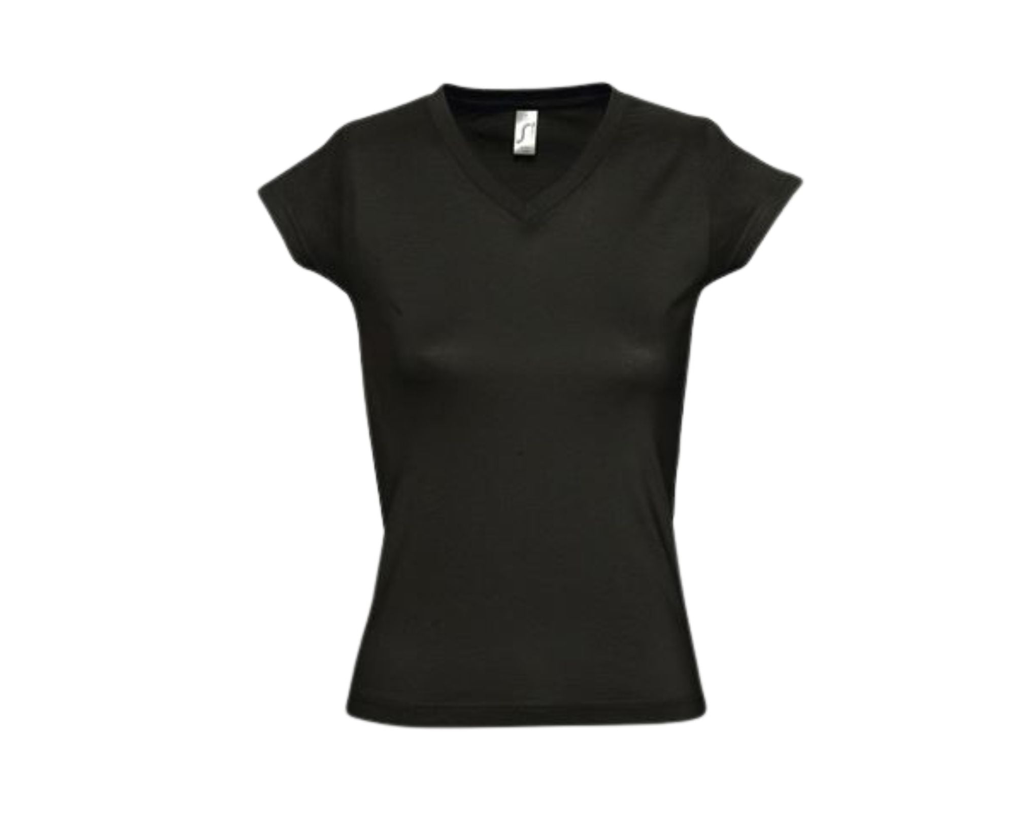 SO11388 | Women's Moon V-Neck T-Shirt Deep Black