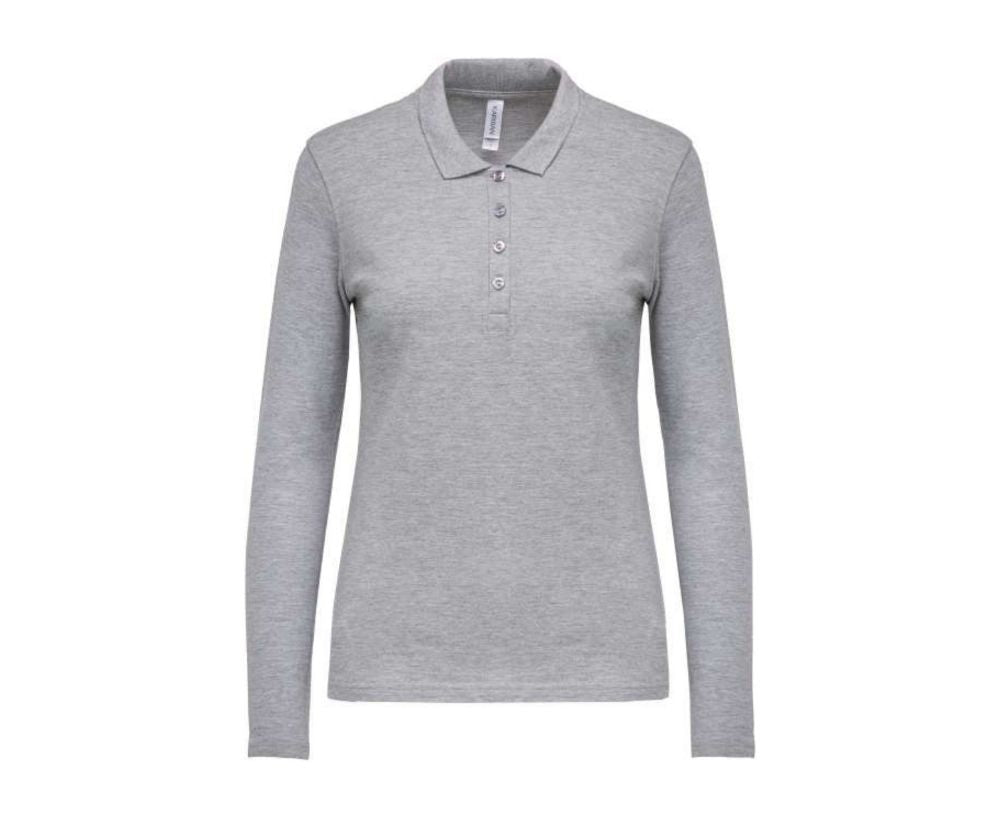 KA257 | Ladies Long-Sleeved Piqué Polo Shirt Oxford Grey
