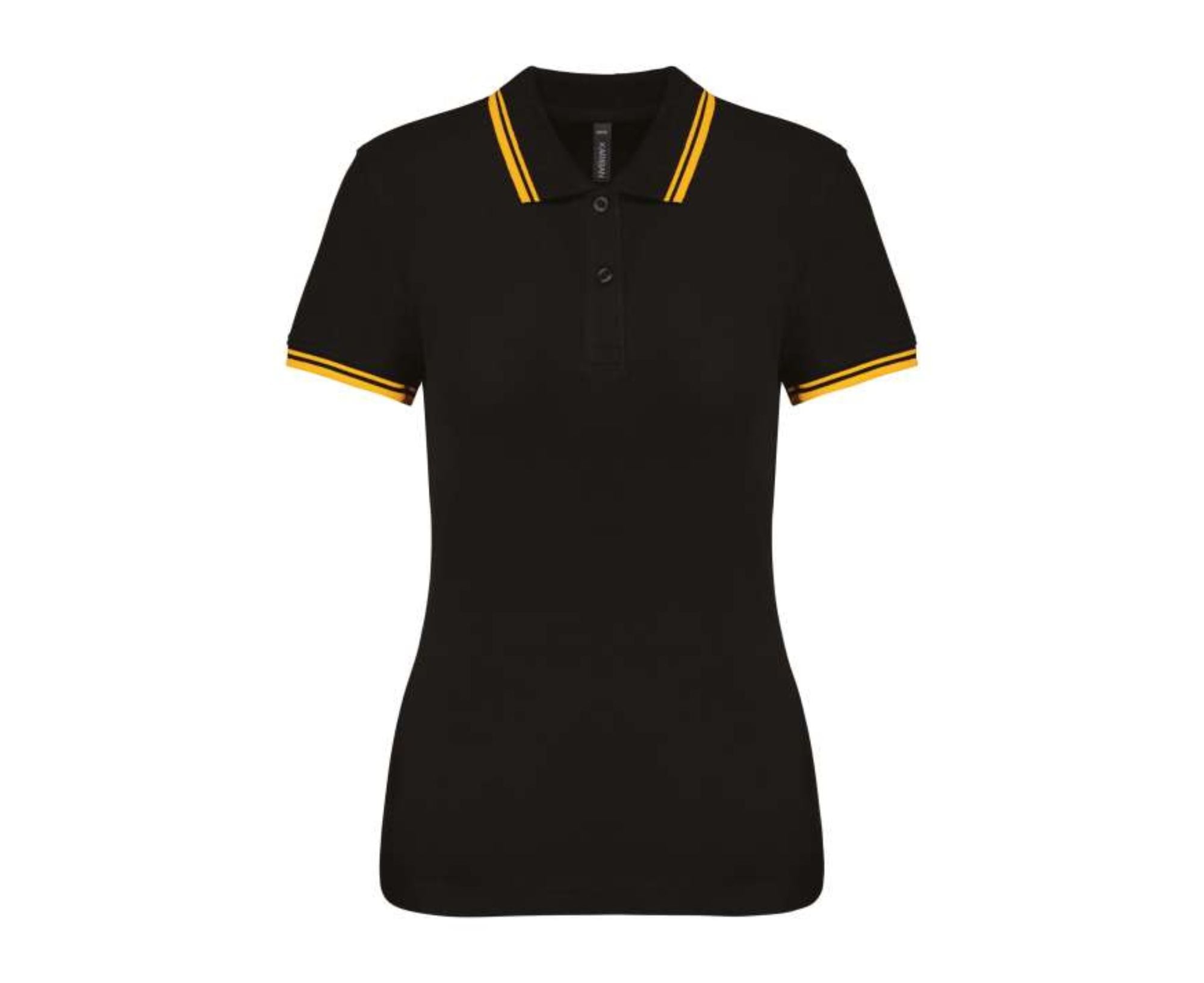 KA273 | Ladies' Short-Sleeved Polo Shirt With Contrasting Piping Black | Yellow
