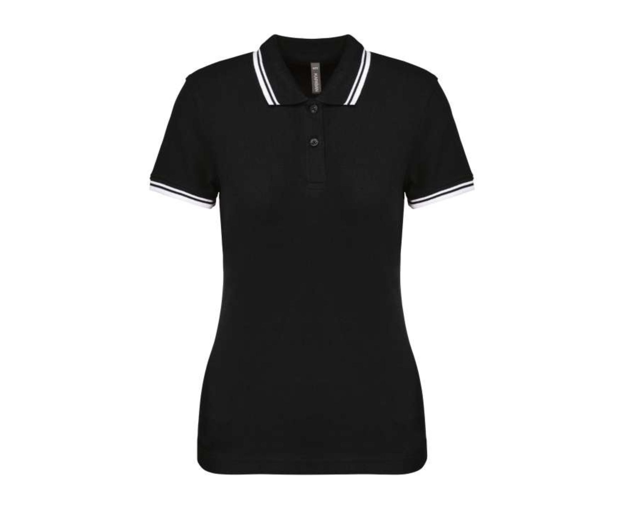 KA273 | Ladies' Short-Sleeved Polo Shirt With Contrasting Piping Black | White