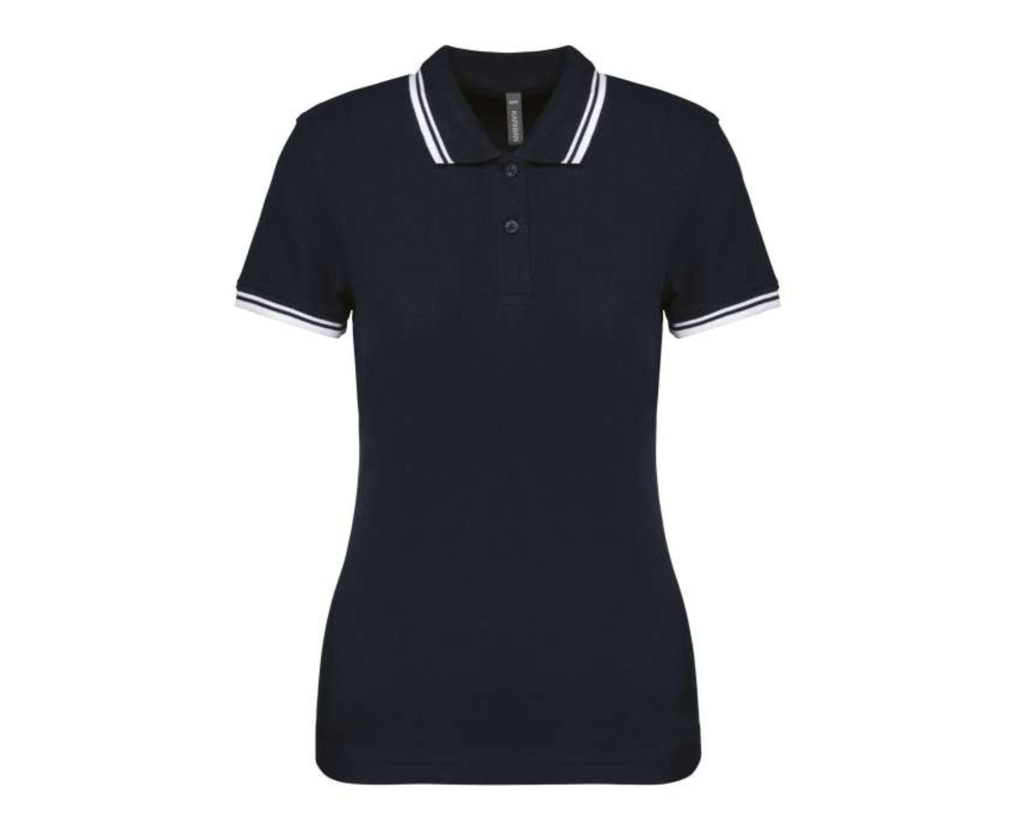 KA273 | Ladies' Short-Sleeved Polo Shirt With Contrasting Piping Navy | White