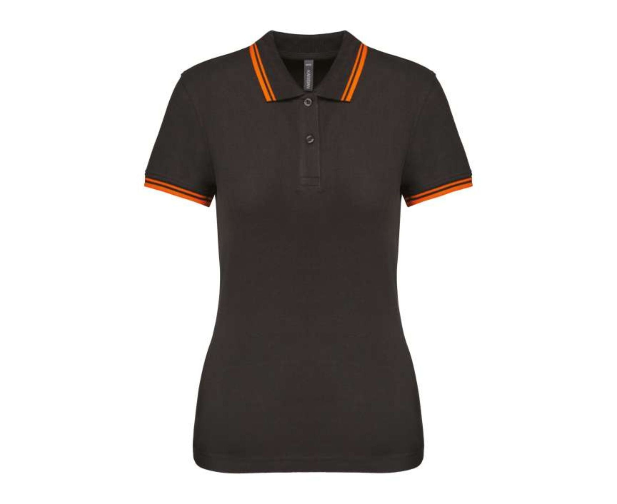 KA273 | Ladies' Short-Sleeved Polo Shirt With Contrasting Piping Dark Grey | Orange