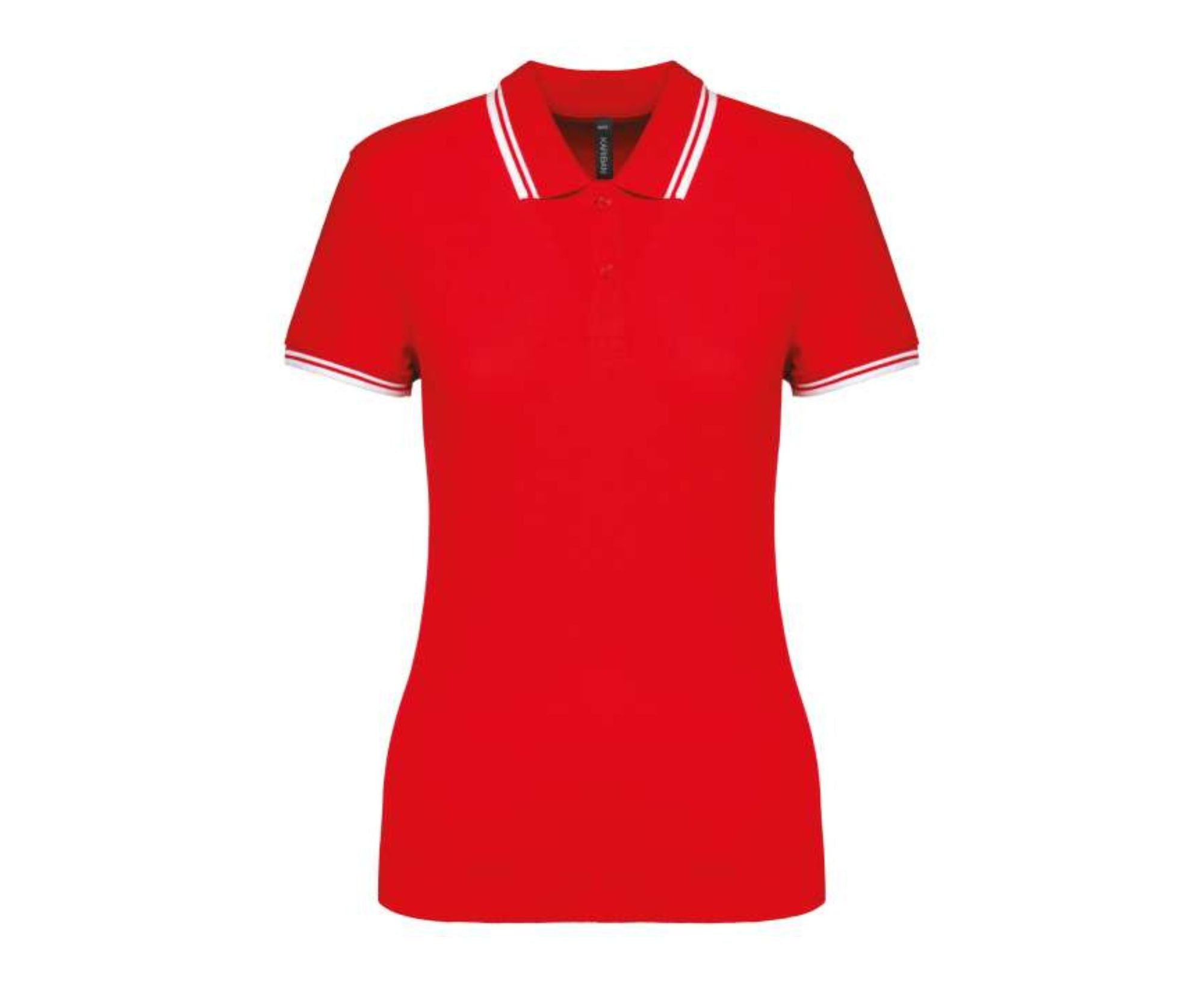 KA273 | Ladies' Short-Sleeved Polo Shirt With Contrasting Piping Red | White