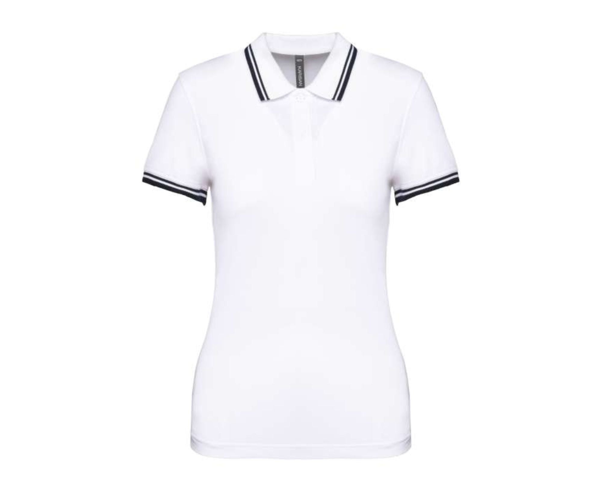 KA273 | Ladies' Short-Sleeved Polo Shirt With Contrasting Piping White | Navy