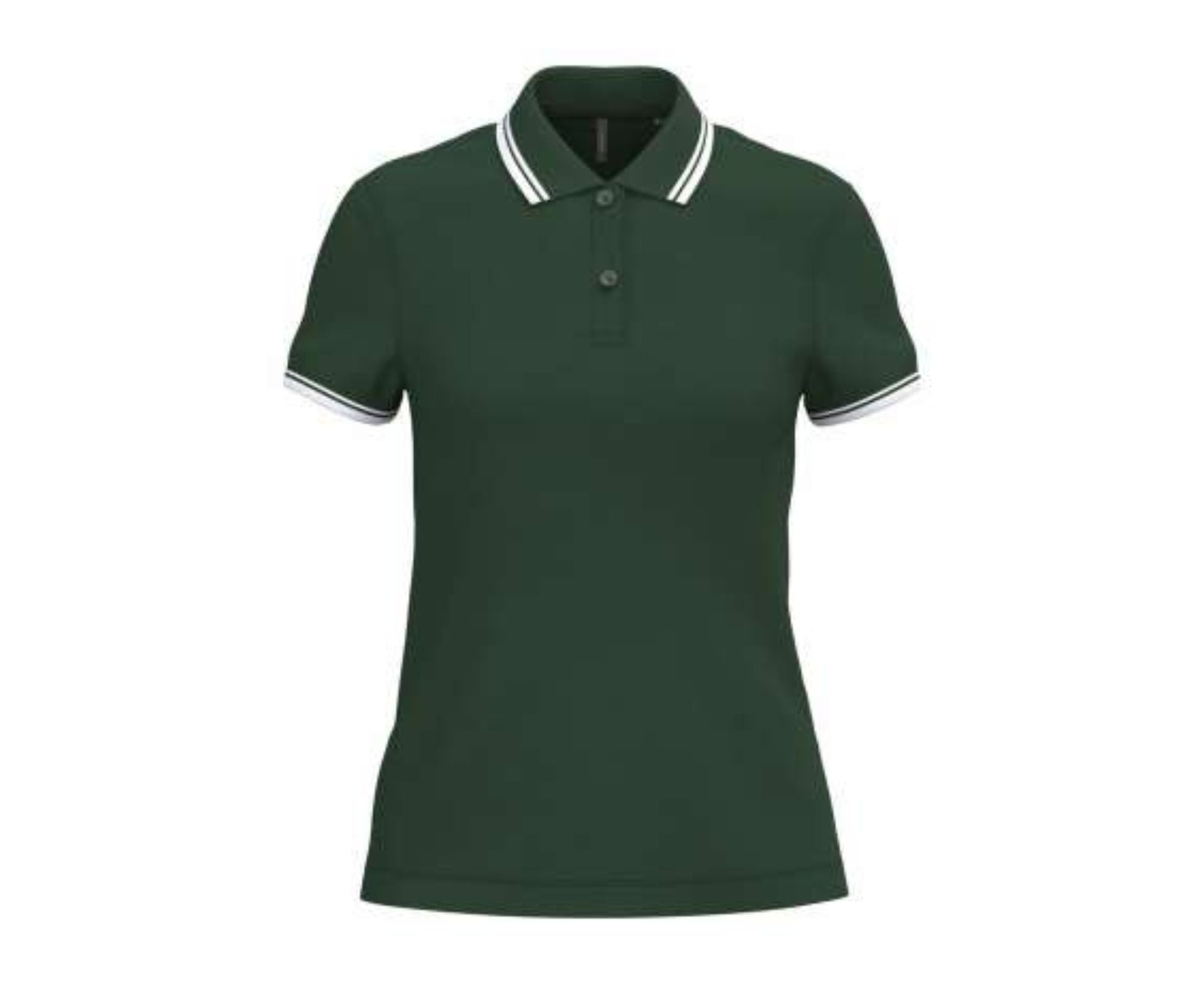 KA273 | Ladies' Short-Sleeved Polo Shirt With Contrasting Piping Forest Green | White