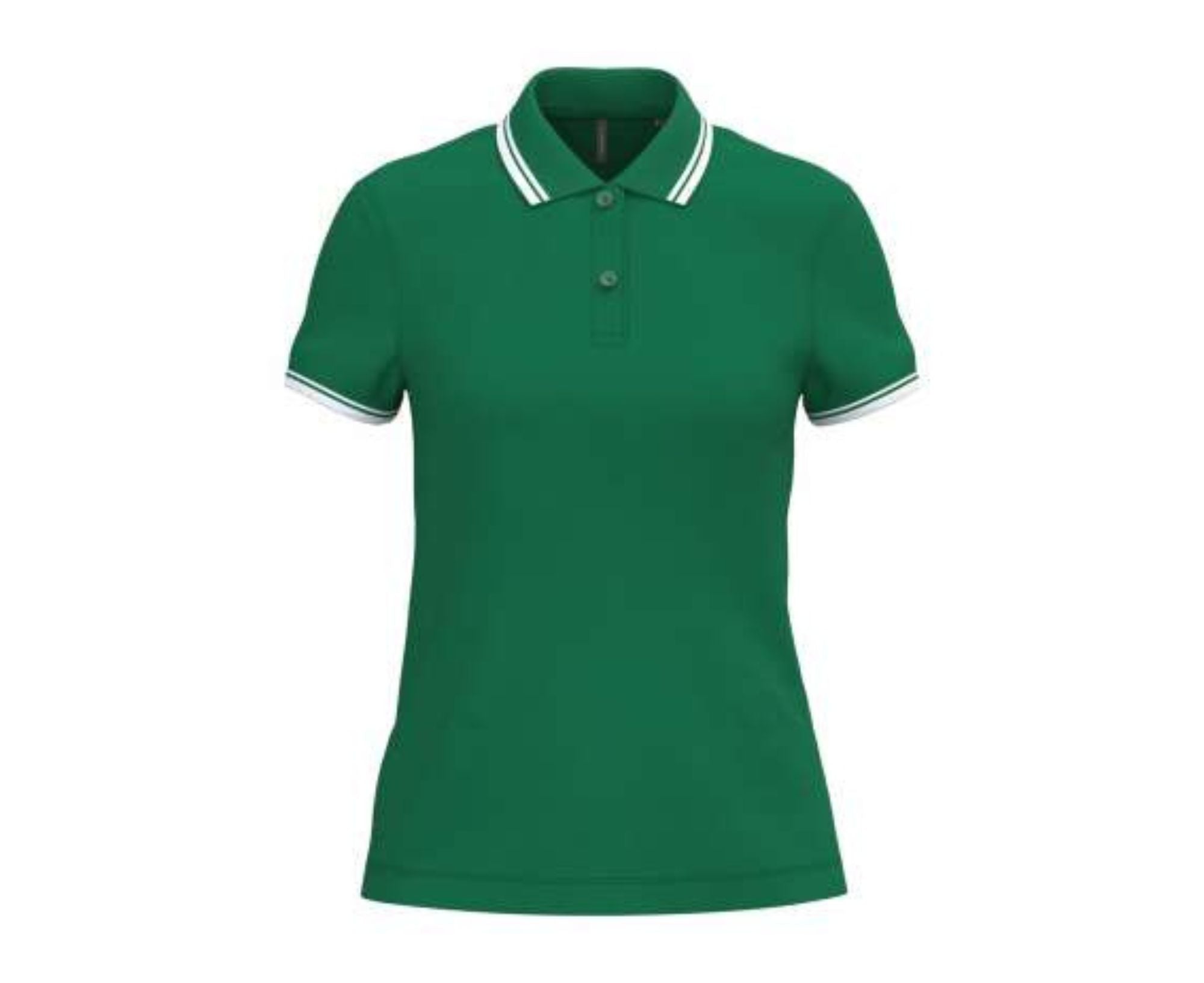 KA273 | Ladies' Short-Sleeved Polo Shirt With Contrasting Piping Kelly Green | White