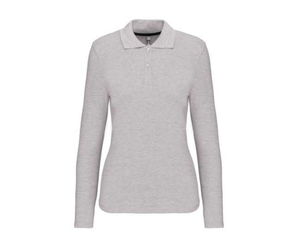 KA244 | Ladies' Long Sleeved Polo Shirt Oxford Grey