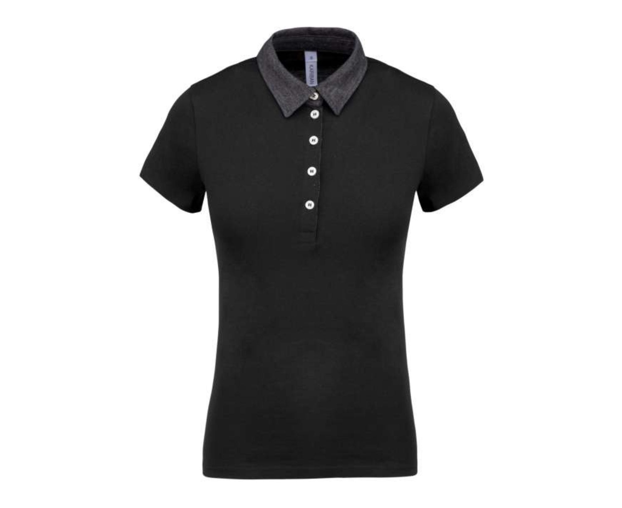 KA261 | Ladies Two-Tone Jersey Polo Shirt Black | Dark Grey Heather