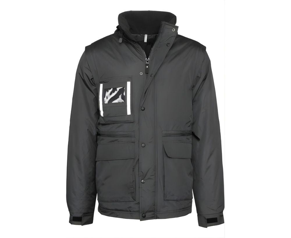 WK6106 | Detachable-Sleeve Workwear Parka Black