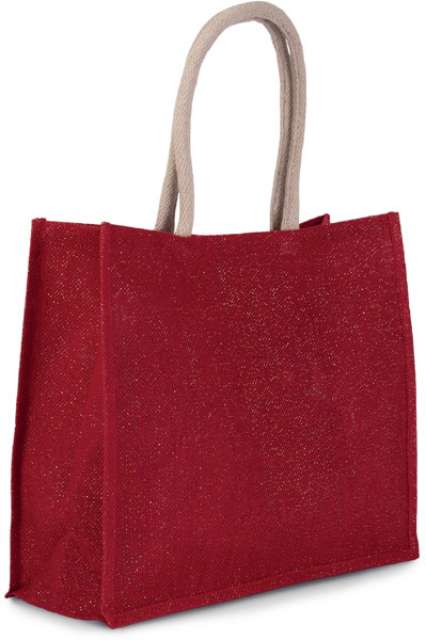 KI0219 | Jute Beach Bag Cherry Red | Gold