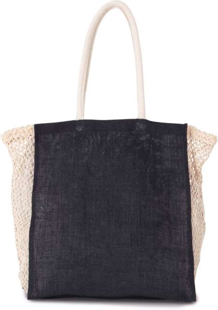 KI0281 | Shopping Bag With Mash Gusset Navy | Natural
