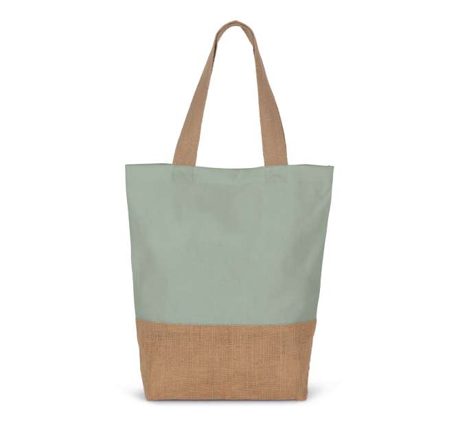 KI0298 | Cotton Shopping Bag With Bonded Jute Threads Sage | Natural