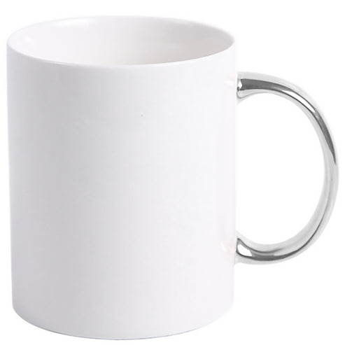 GPHCWM350 | Handle Colored White Ceramic Mug - 350 ml Silver 350 ml